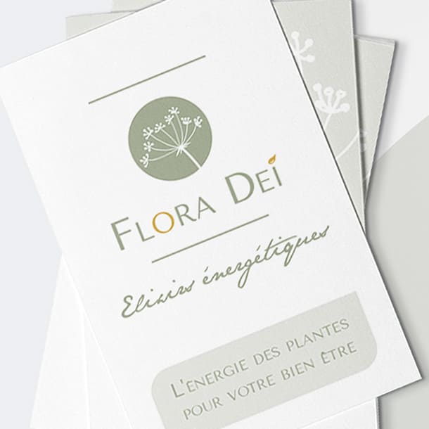 image miniature de l'identité visuelle, des cartes de visites et du packaging de Flora Dei, élixirs énergétiques - graphiste Toulouse