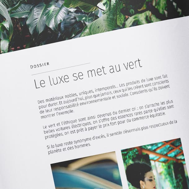 aperçu d'une page intérieure du magazine Luxe'n You - graphiste Toulouse