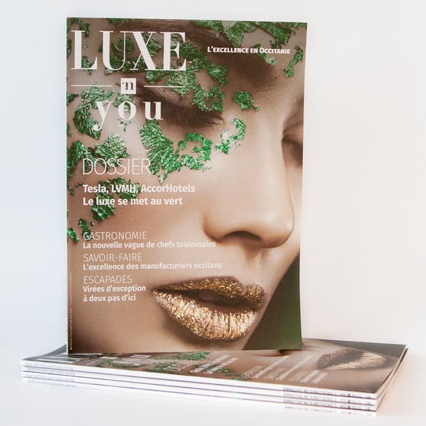 aperçu de la couverture du premier numéro du magazine Luxe'n You - graphiste Toulouse